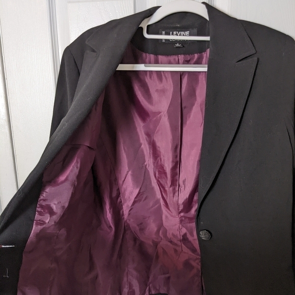 Vintage Maroon Lined Larry Levine Classics Single Button Black Blazer Size 8 - Picture 5 of 9